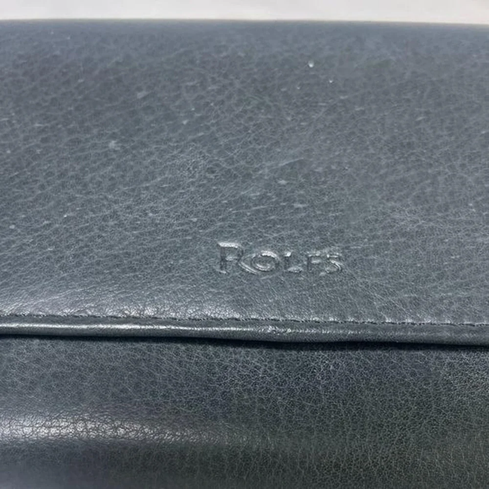 Vintage Rolfs‎ Black Leather Checkbook Wallet Card Slots Coin Pocket Pen Holder
